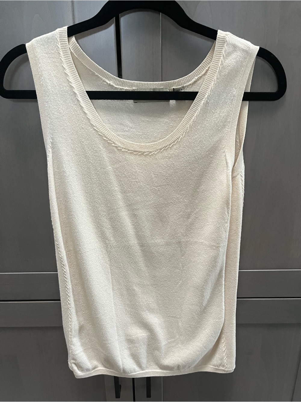Cream Sleeveless Knit Tank Top